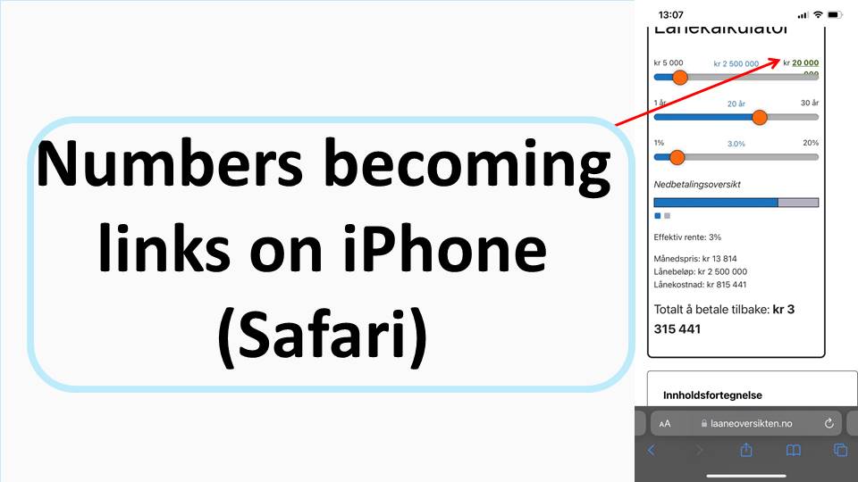 Numbers becoming links on iPhone (Safari)